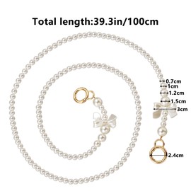 HAOBIN Bag Strap Pearl Chain Carry Strap Bags Chain 100 cm Beads Bag Handle Beads Bag Chain Bag Chains Replace Bag Chain for DIY Decoration, Wallet, Handbag