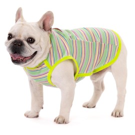 Dog Shirts, French Bulldog T-Shirt, Cotton Striped Tank Top, Color Blocked Tee for Small Dogs, Stretchy & Breathable Puppy Vest, Four Seasons Pet Clothes