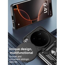 HONLEN Case Suitable for OPPO Find X8 Pro (6.78" Inches), PC Armor Ring Stand case with Magnetic Base - Blue