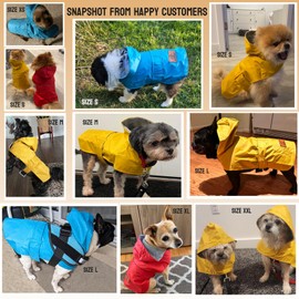 BECNBEAU Dog Raincoats Small Dogs Rain Jacket Puppy Poncho Lined Waterproof Rainwear Rainsuit Hooded Leash Hole Pet Coat Clothes for Small Breed Dogs,Red,Back Length 10.5 inch