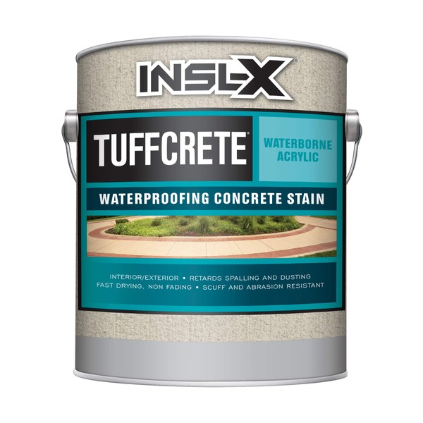 INSL-X CST211009A-01 TuffCrete Waterborne Acrylic Concrete Stain Paint, 1 Gallon, White, 128 Fl Oz (Pack of 1)