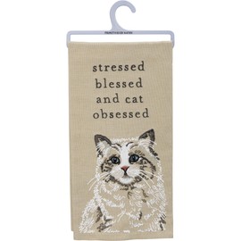 Primitives by Kathy Stessed Blessed and Cat Obsessed - Toalla de Cocina