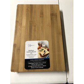 Mainstays Bamboo Cutting Board with Compartment TRAY/DRAWER, Meal Prep Easy Storage Drawer