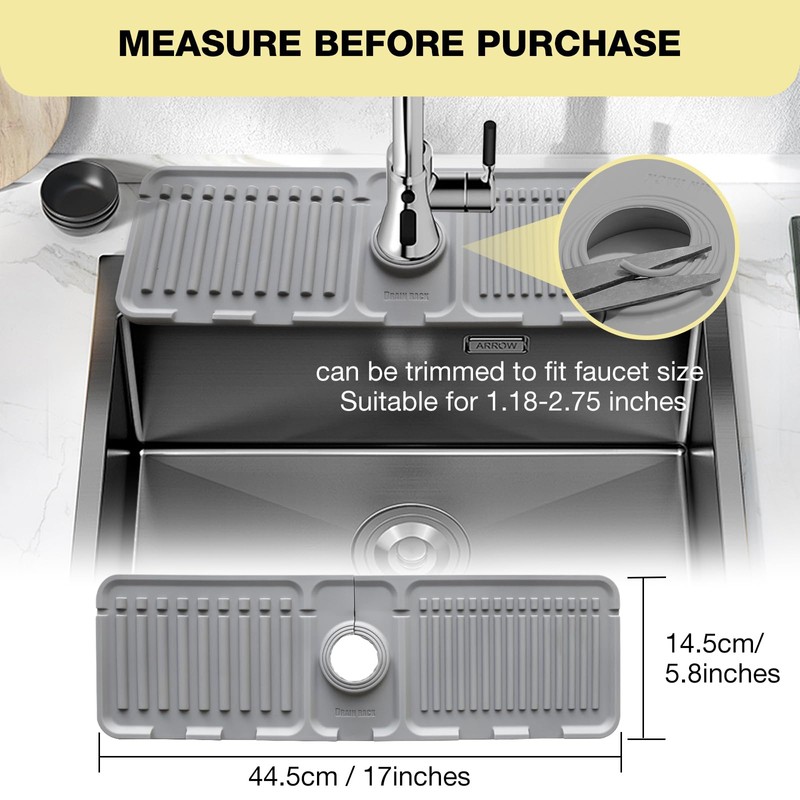 Faucet Mat for Kitchen Sink – Adjustable Silicone Sink Splash