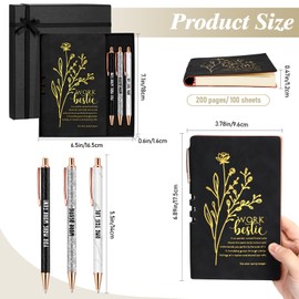 Resurhang 5 Pcs Work Bestie Gifts for Women Secret Santa Office Christmas Gifts for Coworkers Leather Journal 3 Ballpoint Pens with Gift Box Thank You Gifts for Female Leader Work Bestie (Black)