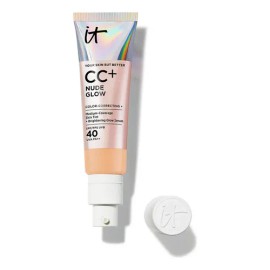 It Cosmetics CC Cream Nude Glow con Protector Solar FPS 40 + Suero Iluminador – Base de maquillaje con Niacinamida, Ácido Hialurónico, Cobertura Alta,