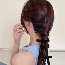 Tassel Ribbon Bow Hair Clips Mini Hair Barrettes for Girls Women Fine Hair Bowknot Accessories for Hair Bow Decorations Clip Party Hairclip for Styling Thick Hair Dance Competition Hair Barrette Clip