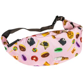 cosey - Bauchtasche Damen und Herren, stylische Hüfttasche, Gürteltasche für Reise, Sport & Outdoor - Design Süßigkeiten Pink