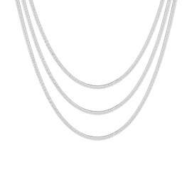 CORIXTAL layered necklace for Women,Stackable Stacked Stacking Layering Layered Necklaces Dainty Silver Necklace Herringbone Chains Necklace Simple Chunky Necklaces Set Jewelry Gift