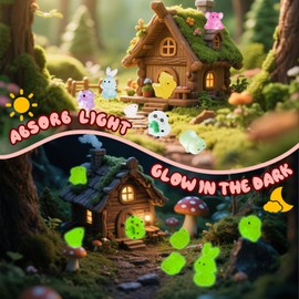 69pcs Mini Resin Animals, 23 Styles Luminous Mini Animals, Tiny Resin Animals Mixed Glow in the Dark, Small Plastic Animal Figures for Miniature Landscapes Dollhouse Decor Micro Landscape Fairy Garden