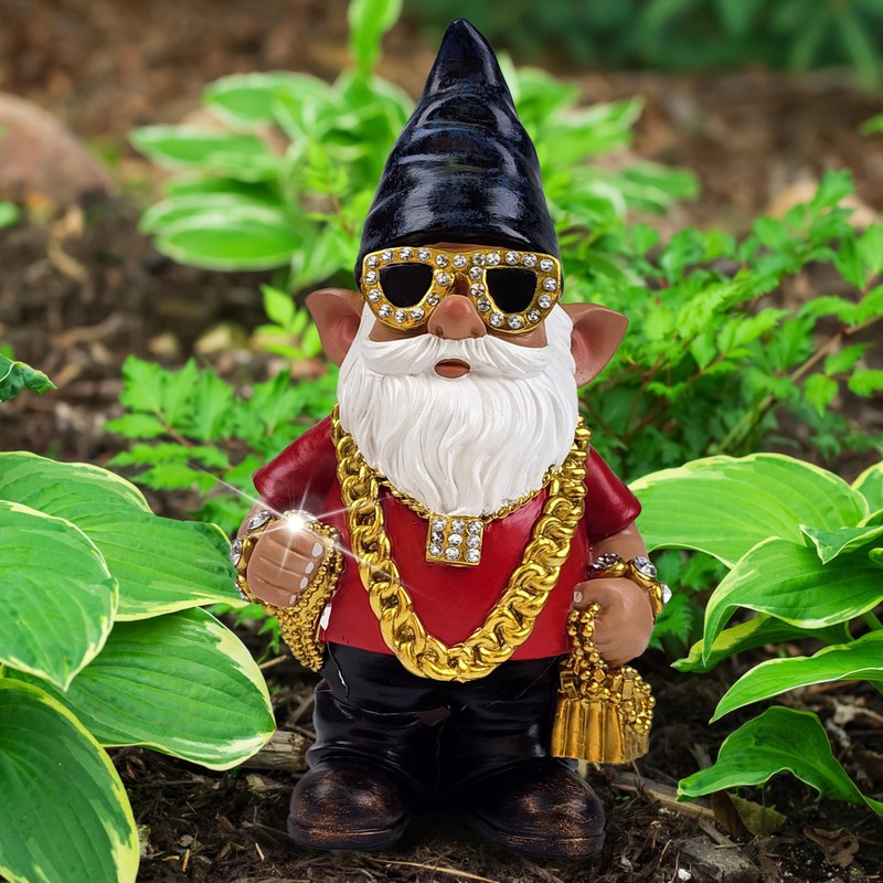 Better Office Products Garden Gnome Statue, 12" Height, Handcrafted Waterproof,