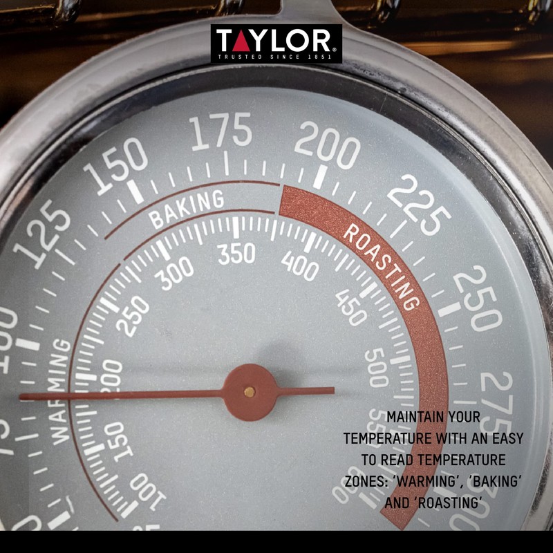 TAYLOR TYPTHOVEN Pro Oven Thermometer, Stainless Steel, 9 x 8.5