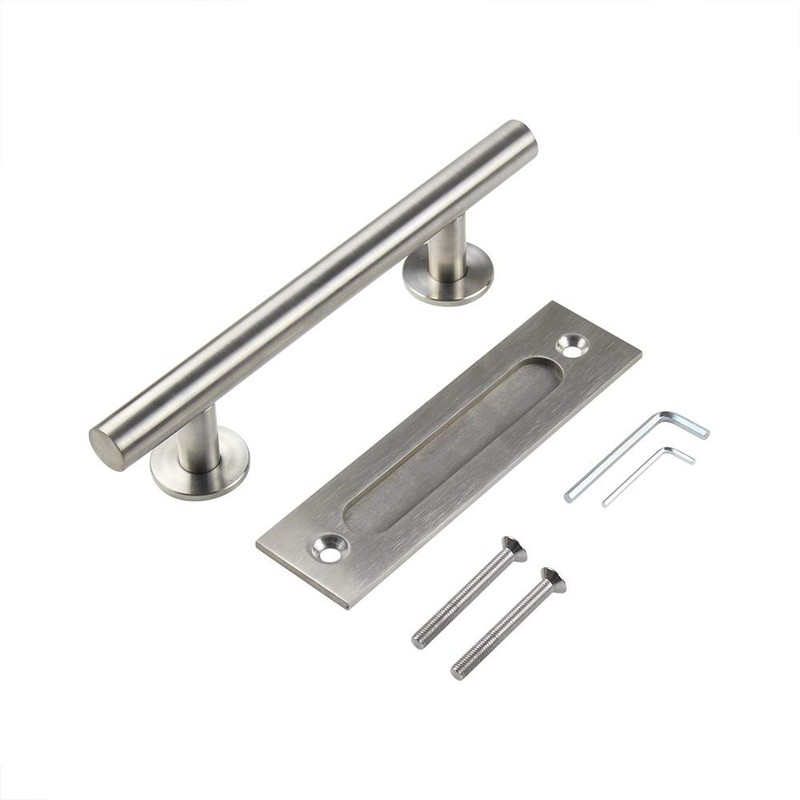 ZEKOO 12'' Sliding Barn Door Handle Hardware Two-Side Design Black