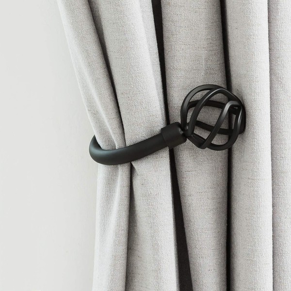 HIKMLK Geometric Industrial Curtain Holdbacks 2pcs, Solid Cast Iron Heavy