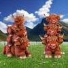 Nemesis Now Highland Totem Highland 3 Cows Figurine, Resin, Brown,