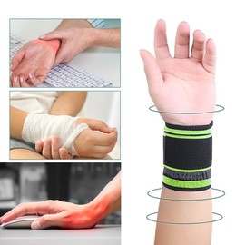 Wrist Strap Compression Wrist Strap Fitness Weightlifting Sprain Tendonitis Carpal Tunnel Joint Adjustable Wrist Strap 2 Pack (M, Green)