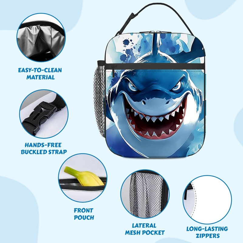 MoYueno Kids Lunch Box, Shark Insulated Lunch Box for Toddler