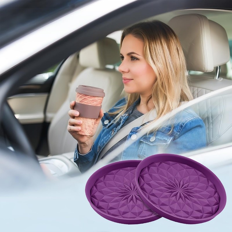 Zpana Car Coaster, 4PCS Silicone Non Slip Vehicle Cup Holders