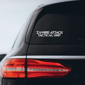 Zombie Attack Tactical Unit Sticker Decal Notebook Car Laptop 8" x 1" (White)