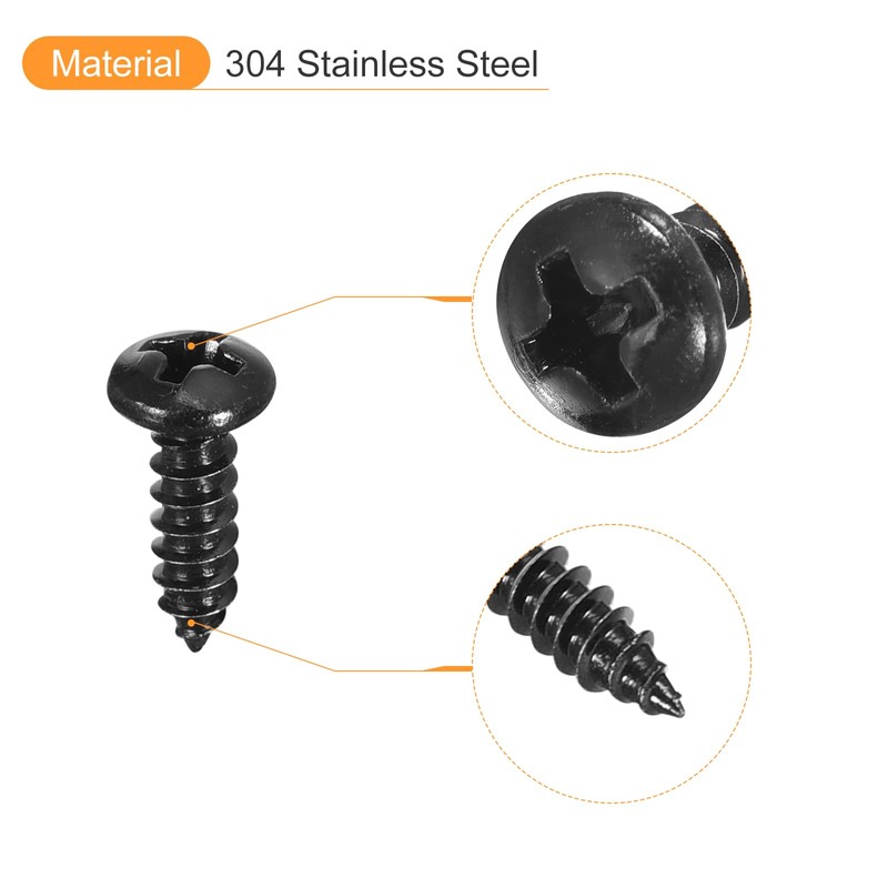sourcing map #6 x 1/2" Phillips Pan Head Self-tapping Screw,