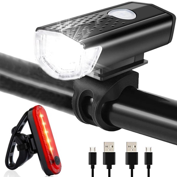 Bicycle Light, Bicycle Headlight, USB Rechargeable, Tail Light, 3 Dimmable