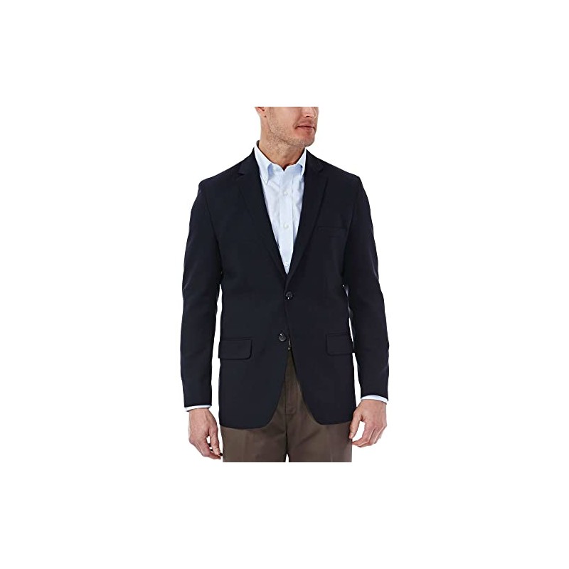 Haggar Men's Travel Stretch Tailored Fit 2-Button Side Vent Solid