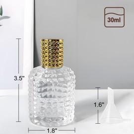 Luxsego Perfume Bottle Atomizer 30ML/1oz Refillable Fine Mist Spray Bottles, Empty Glass Essential Oil Container for Travel, Handbag or Date, With Storage Bag & Funnels(Retro)