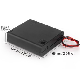 VWEICYY 2 x 4 AA Battery Holder housing with Leads,2PCS 4 x 1.5V AA Battery Holder Case