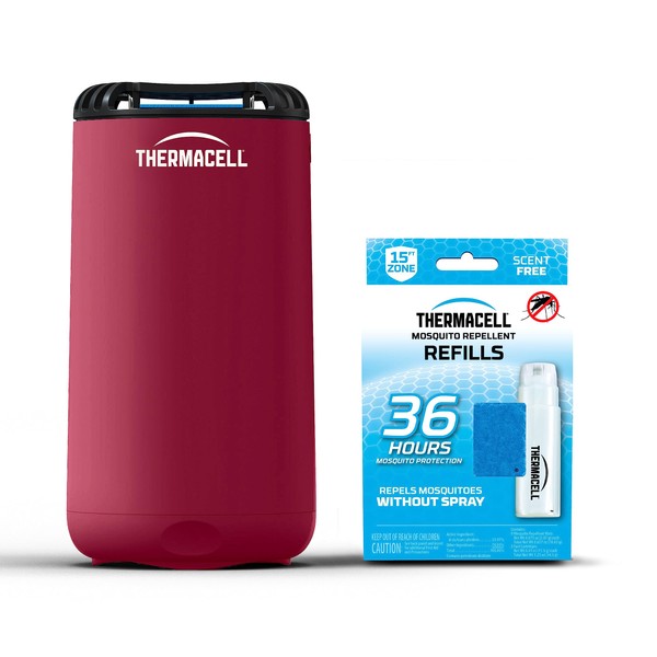 Thermacell Patio Shield Bundle - Mosquito Repeller + 36-Hour Refill Pack; Includes 4 Fuel Cartridges & 12 Repellent Mats for a Total of 48 Hours of Mosquito Repellent for Patio; Bug Spray Alternative