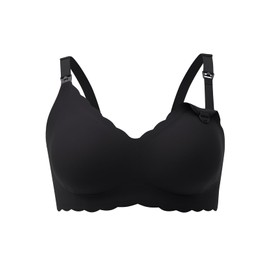 Lupantte Nursing Bras for Breastfeeding Comfort Maternity Bras for Pregnancy Seamless Bralettes with Extra Extender Black