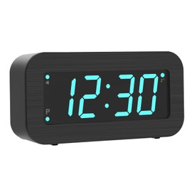 Timegyro Digital Alarm Clock Battery Operated - LCD/LED Display Switchable, Included DC Cable, Dual LED Brightness, Snooze, 12/24Hr