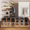 MinBoo Acacia Wood Belt Organizer Box,6 Grids Belt Rack for