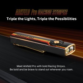 OLIGHT Arkfeld Pro Rechargeable EDC Flashlight with Green Beam, UV Light and White LED Combo, 1300 Lumens Portable Flat Flashlights, Triple Light Sources Pocket Light (Racing Stripe CW)