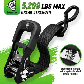 Towmax Heavy Duty Ratchet Straps (4 Pack) - Motorcycle Straps Tie Downs 5,208lb Break Strength - 1.5 in x 15ft Ratchet Tie Down Straps,15" Soft Loop Tie Down Straps for Truck, Cargos