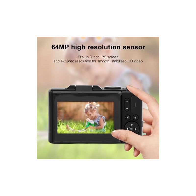 4K Digital Camera with 3 Inch Flip Screen for Photography,
