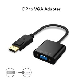 Cableader Adapter, DisplayPort (DP) to VGA Male to Female Converter (Black)