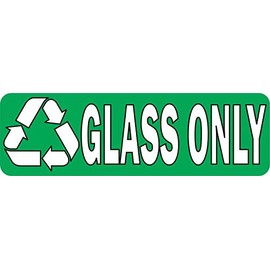 StickerTalk Glass Only Recycling Vinyl Sticker, 10 inches by 3 inches