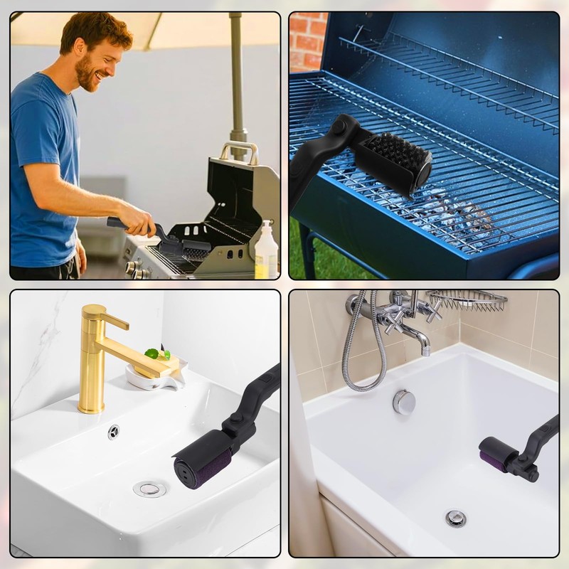 Electric Grill Clean Brush, Rechargeable Cordless BBQ Brush, 180°Adjustable Cleaning