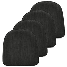 baibu Set of 4 Super Soft Metal Dining Chair Pads Bar Stool Cushion with Ties for Metal Chairs or Bar Stools - 4 Cushions Only (Gray Black, 14x14x1.5in)