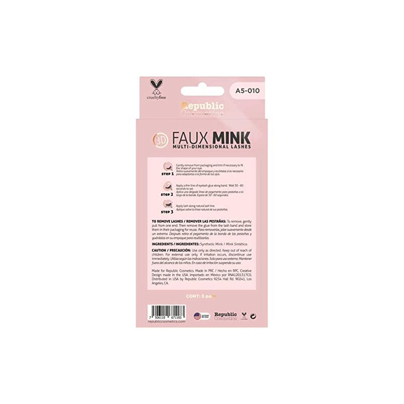Republic Cosmetics - 3D FAUX MINK Un paquete con 5