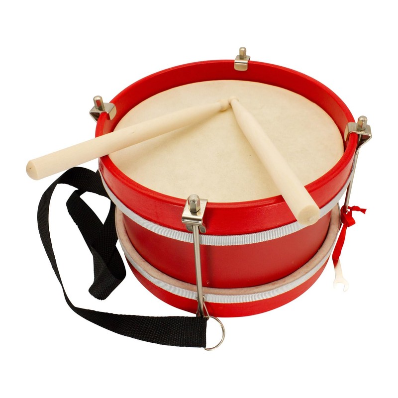 3848 Children's Wooden Marching Drum with Carry Strap and 2