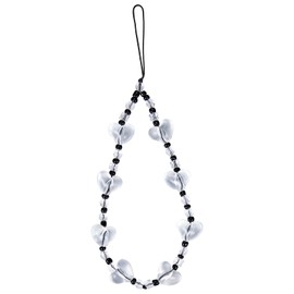 BEEFLYING Transparent Heart Beaded Phone Charms Wrist Strap, Cute Cellphone Charm Bracelet for Women Bag Camera Accessories