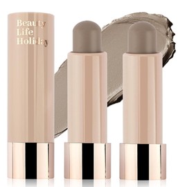 2PCS Cool Toned Contour Sticks, Natural Buildable Coverage Cream Contour Bronzer Stick,【Portable Travel Size】【Waterproof & Lightweight】【Long Lasting】Smooth Gliding Face Shaping Makeup, 01 Cold Gray