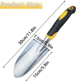 Garden Shovel Hand Trowel, Heavy Duty Gardening Tool with Ergonomic Handle, Non-Slip Soft Rubberized Handle Rust Resistant Garden Spade Garden Tools for Digging, Weeding, Planting, Transplanting