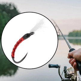 Micro Traders 8pcs Red Bloodworm Flies Lures Size 10 Fishing Lure Hooks for Trout Fishing