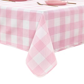 LUOLUO Rectangle Checkered Tablecloth Buffalo Plaid Yarn Dyed Table Cloth Reversible and Washable Gingham Tablecloths for Easter, Kitchen, Holiday Dinner, Dining and Outdoor Picnic (Pink,57×118)