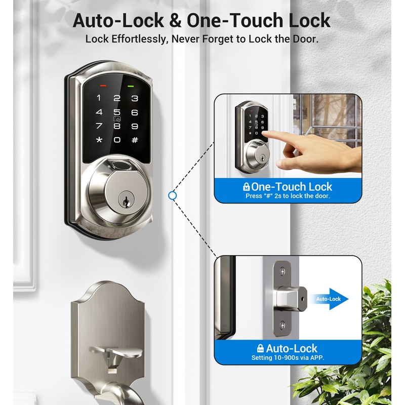 Veise Fingerprint Smart Lock for Front Door, 7-in-1 Keyless Entry