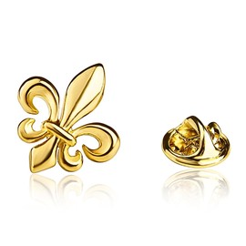Fleur de Lys Pins | Classic and Elegant Flower Brooch | Gold France Pin | Pins for Women Costume | Luxury French Wedding Shirt Accessories, mm, Stainless Steel, None