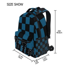 Oarencol Black Blue Chess Board Backpack Bookbag Daypack Travel Hiking Camping School Laptop Bag