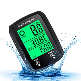 Fiotha Digital Bicycle Computer, 19 Function Waterproof Bicycle Speedometer, LCD Automatic Wired Odometer Bicycle, Backlight Cycling Computer for Cycling, Realtime Speed Track